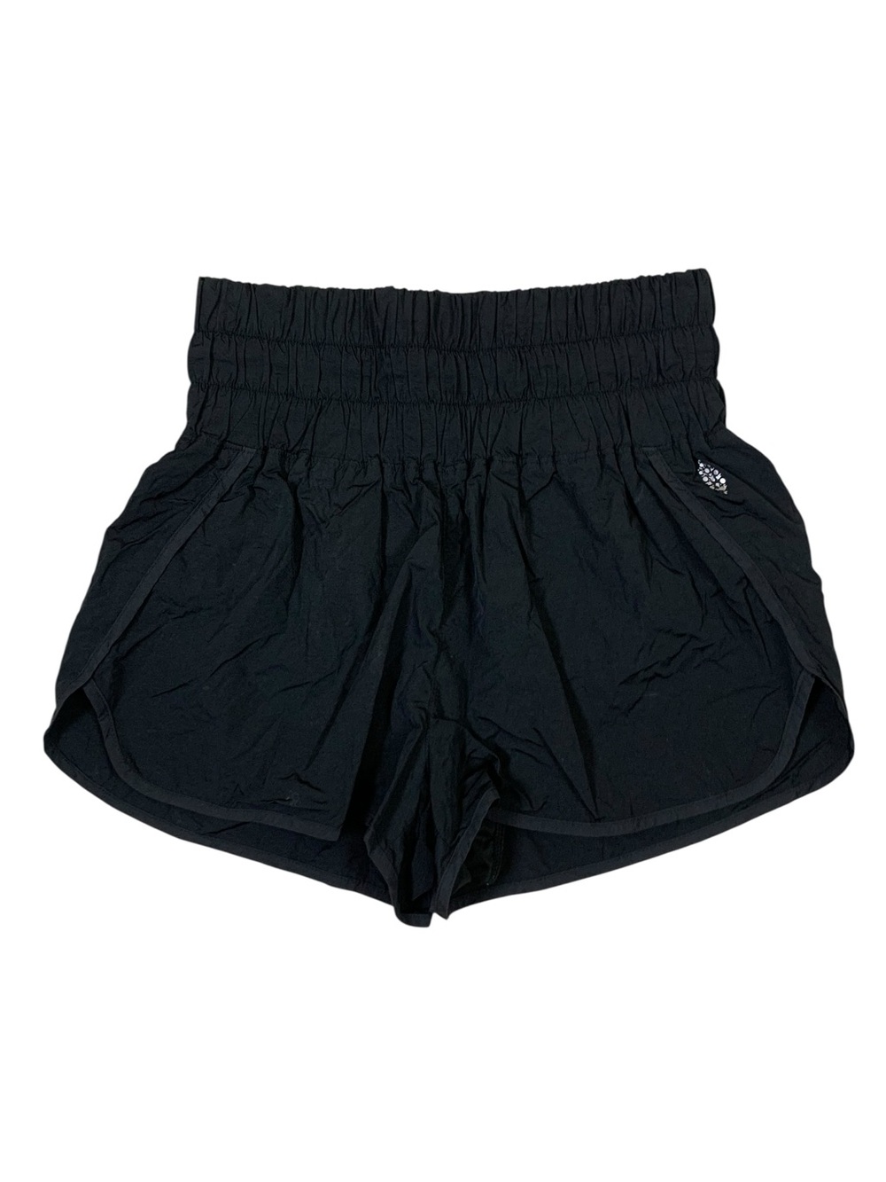 Free People Movement Black Running Shorts Smocked Waist Athletic Activewear L